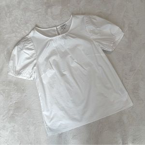 J Crew white puff sleeve poplin shirt